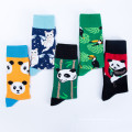 Heißer Verkauf Niedliche Cartoon Flagge Personalisierte Business Crew Männer Polyester Socken Gestreifte Baumwolle Bunte Crew Soc